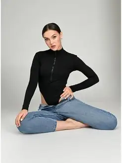 Боди черное с длинным рукавом MS original. Цвет черный. Вид 2.