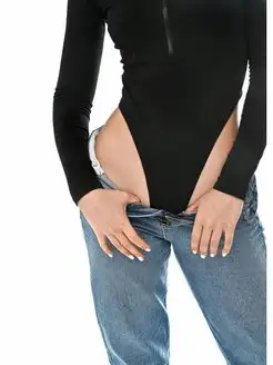 Боди черное с длинным рукавом MS original. Цвет черный. Вид 4.