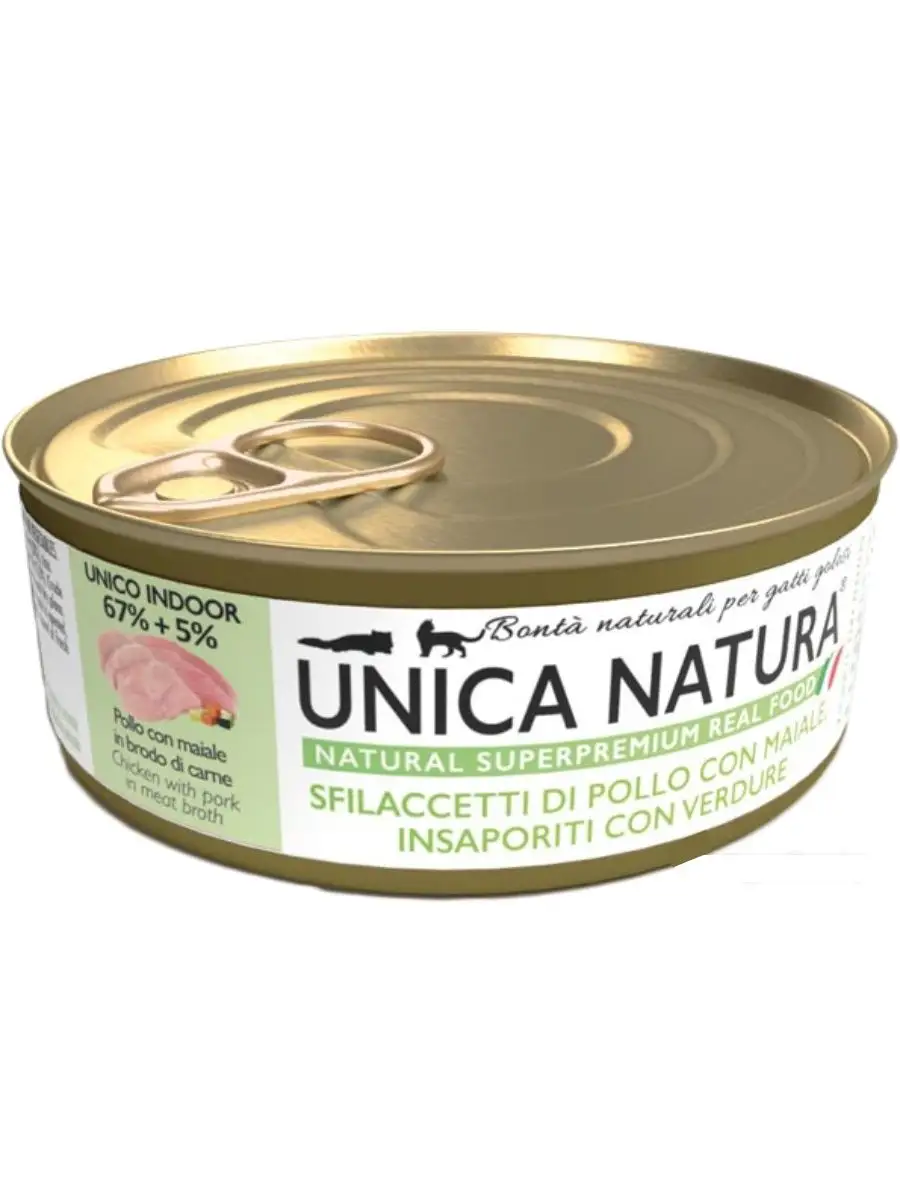 Unica Natura корм для кошек курица/свинина/овощи 70г х 4шт UNICA 142203539  купить в интернет-магазине Wildberries