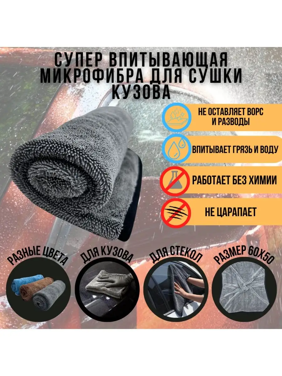 Супервпитывающее полотенце для сушки кузова и салона