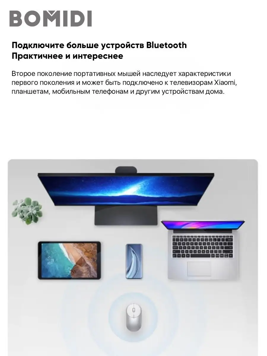 Мышь беспроводная Mi Portable Mouse 2 BXSBMW02 BOMIDI 142614262 купить в  интернет-магазине Wildberries