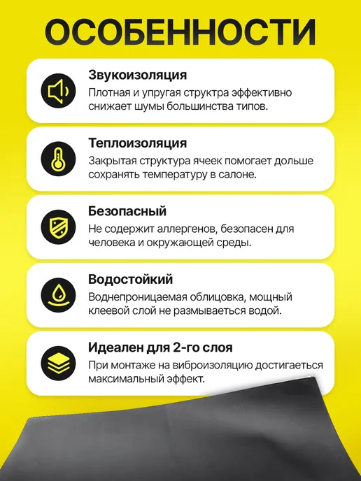 DreamCar Technology Звукоизоляция вспененная резина DreamCar Super Splong, вариант, фото 3