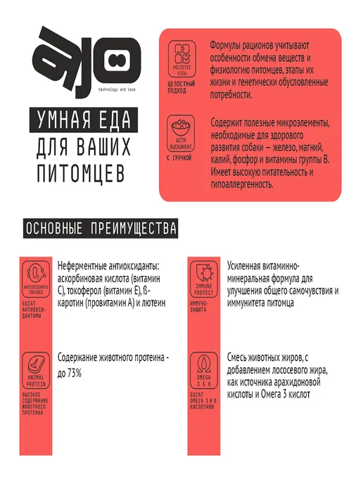 Сухой корм AJO для собак, взрослые, средние, говядина, 12 кг, фото 4