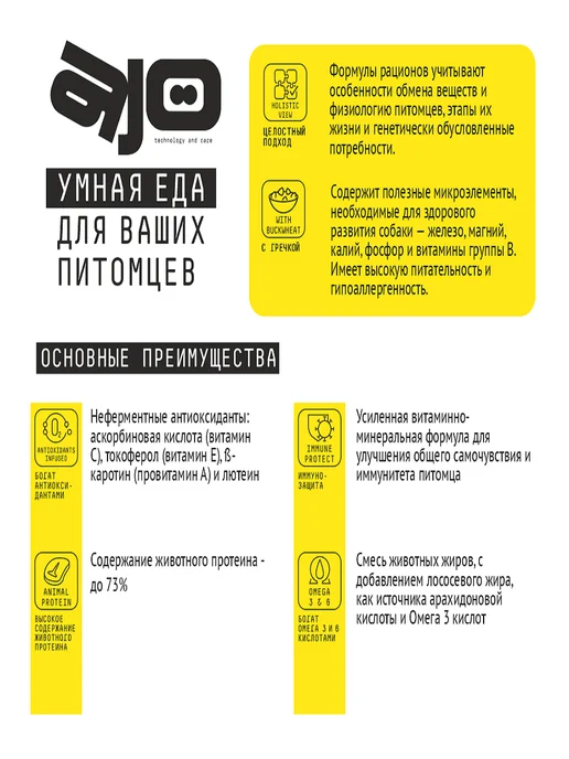 Сухой корм AJO для собак, взрослые, мелкие, 1,5 кг, фото 4