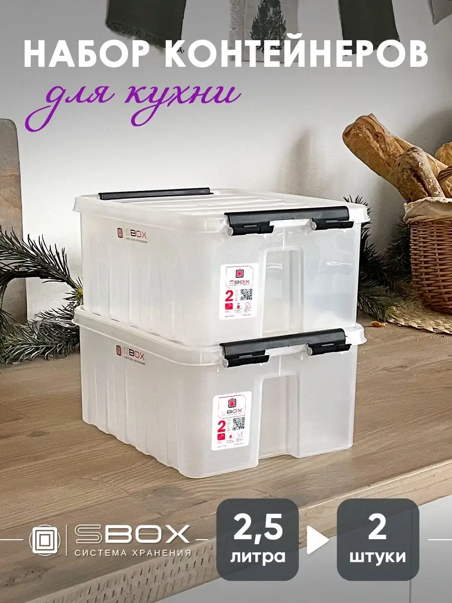 Контейнер для хранения продуктов 2,5 л, набор 2 шт SBOX 142768443 купить за  530 ₽ в интернет-магазине Wildberries