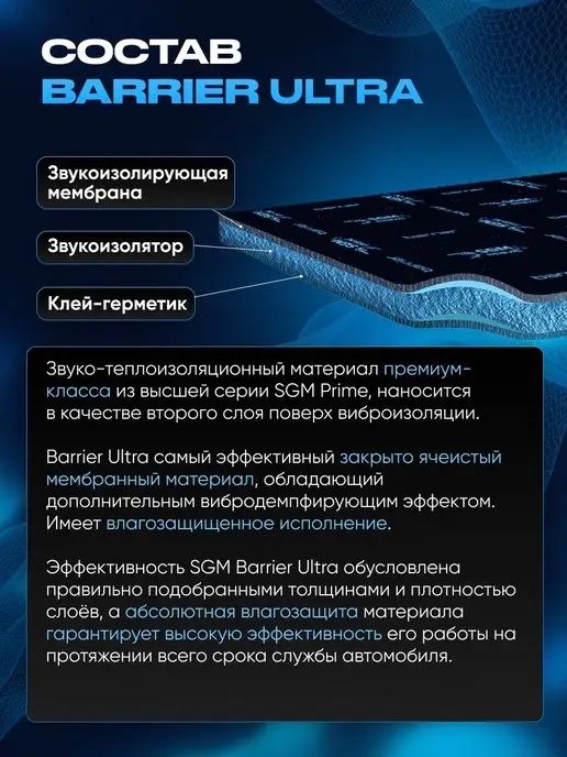 SGM Шумоизоляция для автомобиля Barrier Ultra 6мм, 5 листов, вариант, фото 2