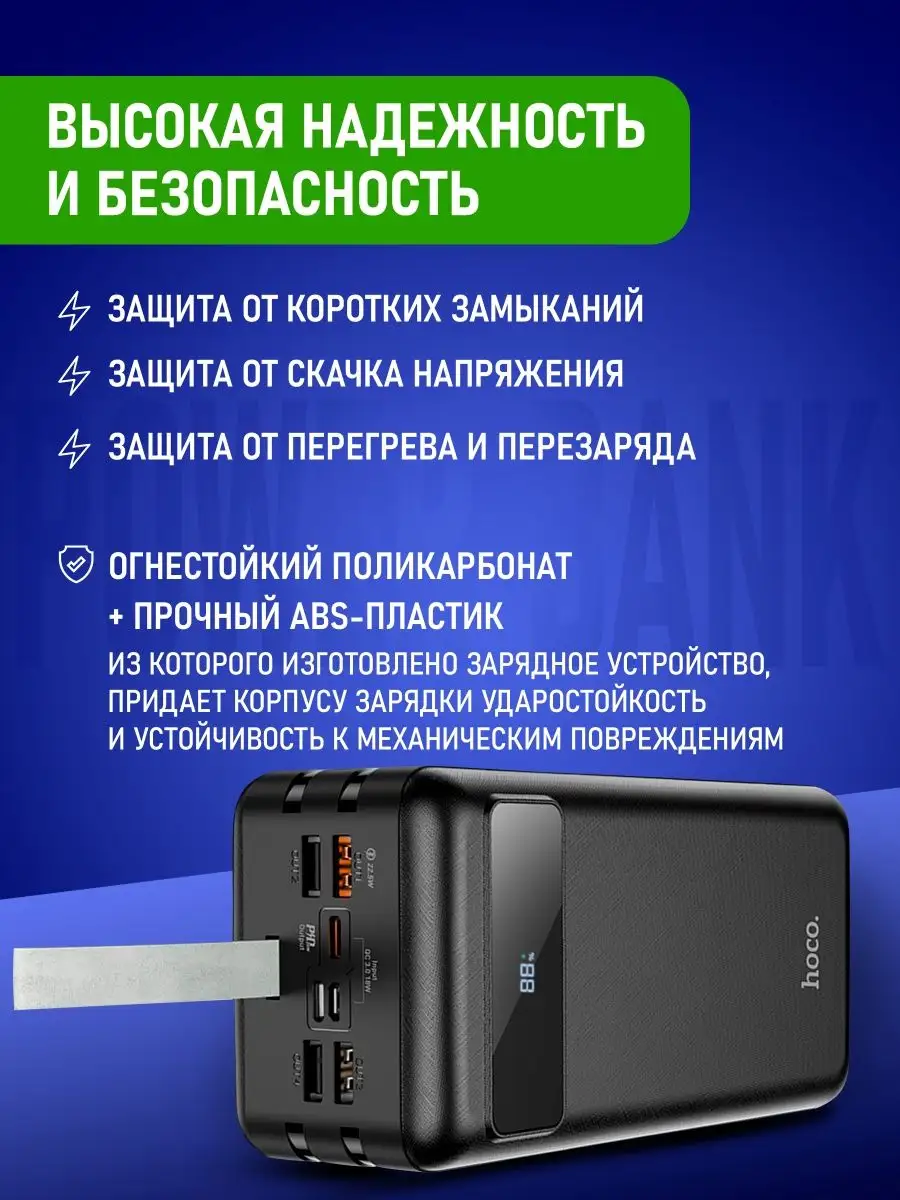 Внешний аккумулятор Power Bank Пауэрбанк 60000 Оригинал hoco Hoco 142841145  купить за 3 947 ₽ в интернет-магазине Wildberries