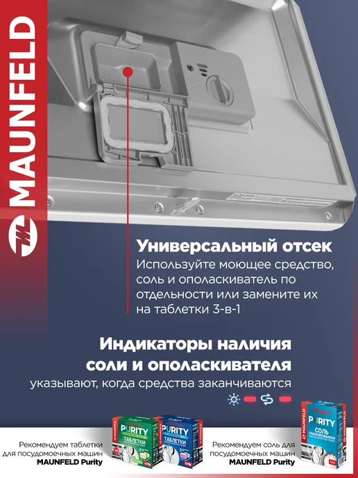 Maunfeld Посудомоечная машина настольная MLP-06DW, 55 см, белый, фото 8