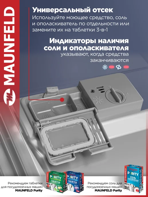 Maunfeld Посудомоечная машина встраиваемая MLP-123I, 60 см, белый, фото 7