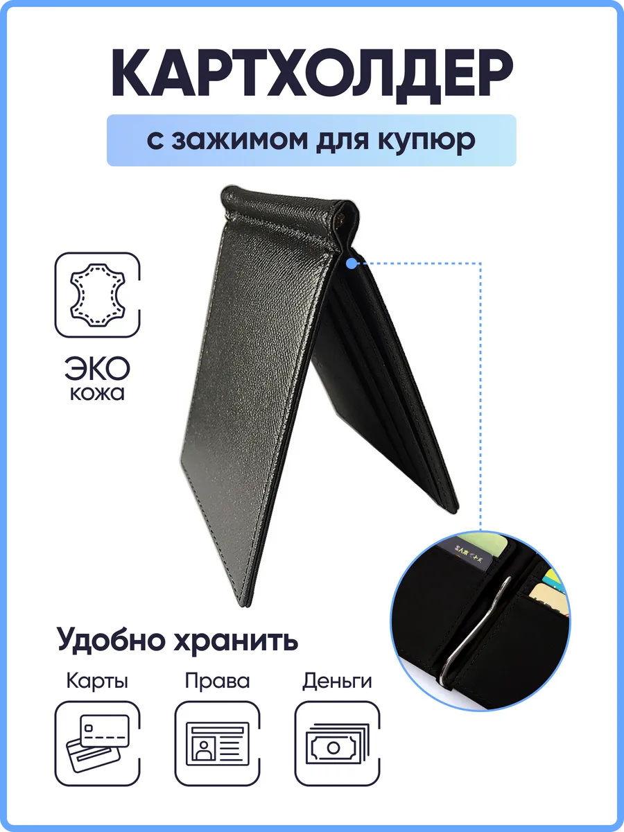 Кошелек картхолдер для пластиковых карт с зажимом