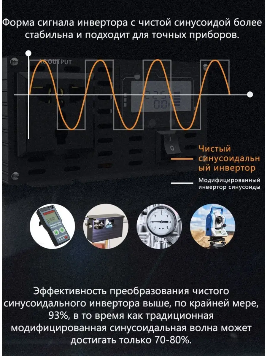 Автомобильный инвертор FDIK 3000w 12v-220v Чистая синусоида. FDIK 143000866  купить в интернет-магазине Wildberries