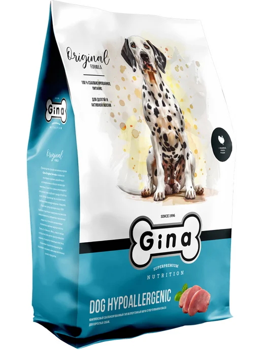Сухой корм Gina для собак, гипоаллергенный, утка, 7,5 кг, фото 2