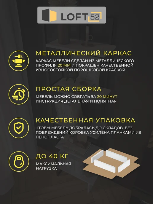 LOFT52 Стеллаж в стиле лофт угловой металлический деревянные полки, белый, фото 7