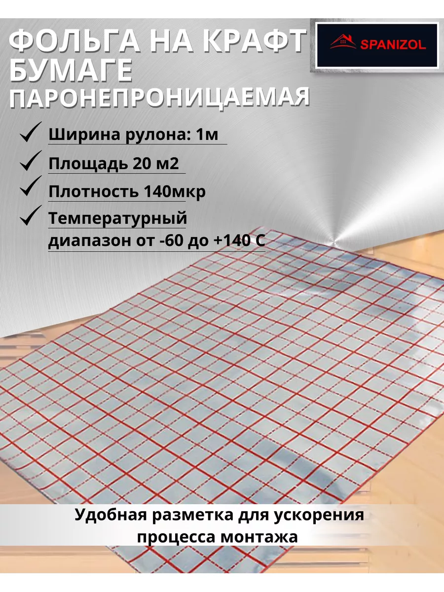 Фольгированная рулонная изоляция лавсан для стен и пола 20 Spanizol  143106998 купить за 1 155 ₽ в интернет-магазине Wildberries