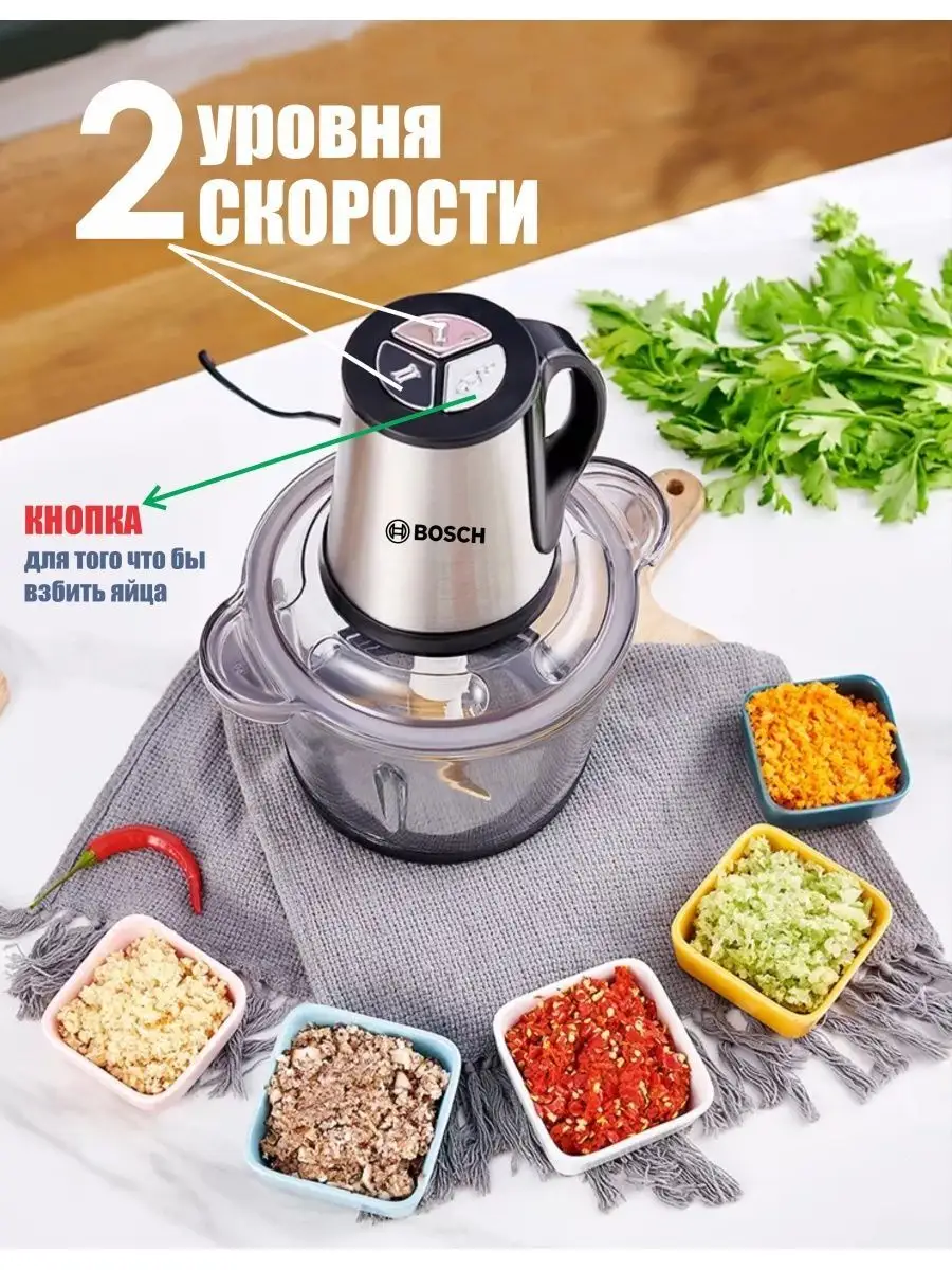 Измельчитель электрический кухонный Bosch 143166379 купить за 1 892 ₽ в  интернет-магазине Wildberries