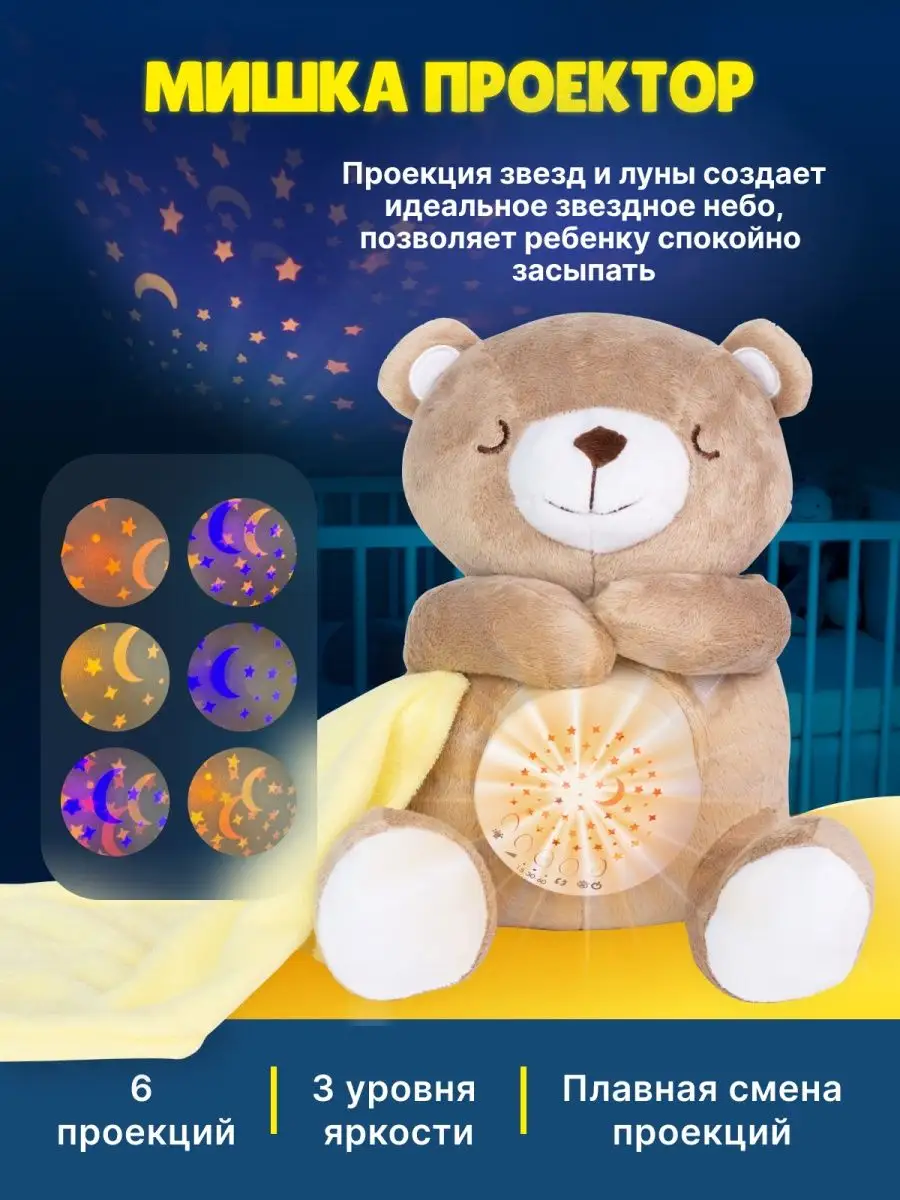 Музыкальный ночник мишка с белым шумом Make magic 143187186 купить за 1 806  ₽ в интернет-магазине Wildberries