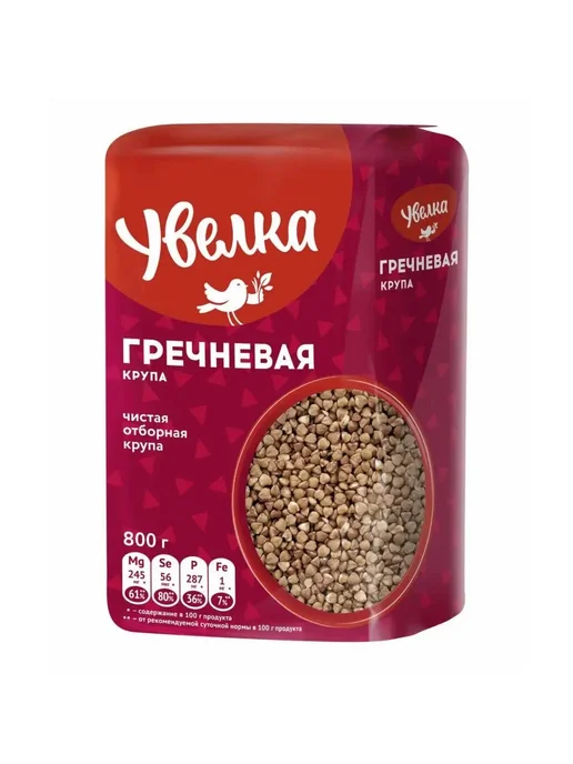 Увелка Крупа гречневая Увел ка Ядрица отборная 800г, 800 г, фото 2
