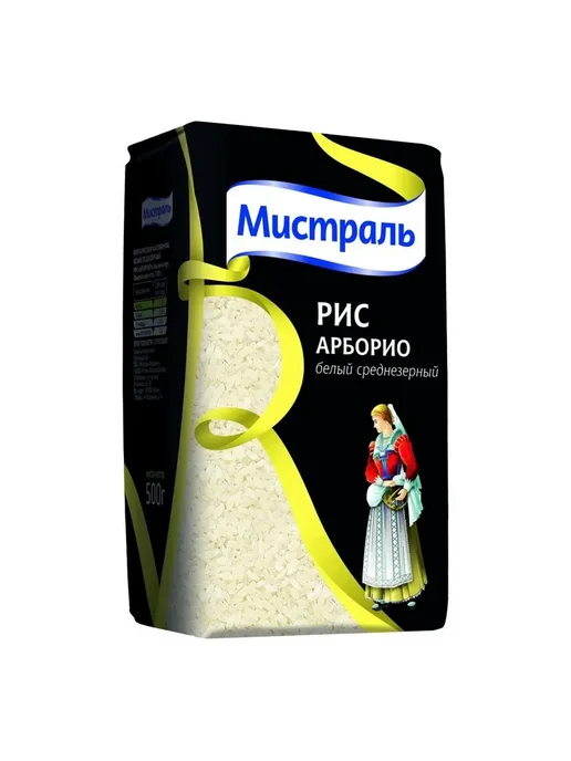 МИСТРАЛЬ Рис Арборио среднезерный шлифованный 500г, 500 г, фото 2
