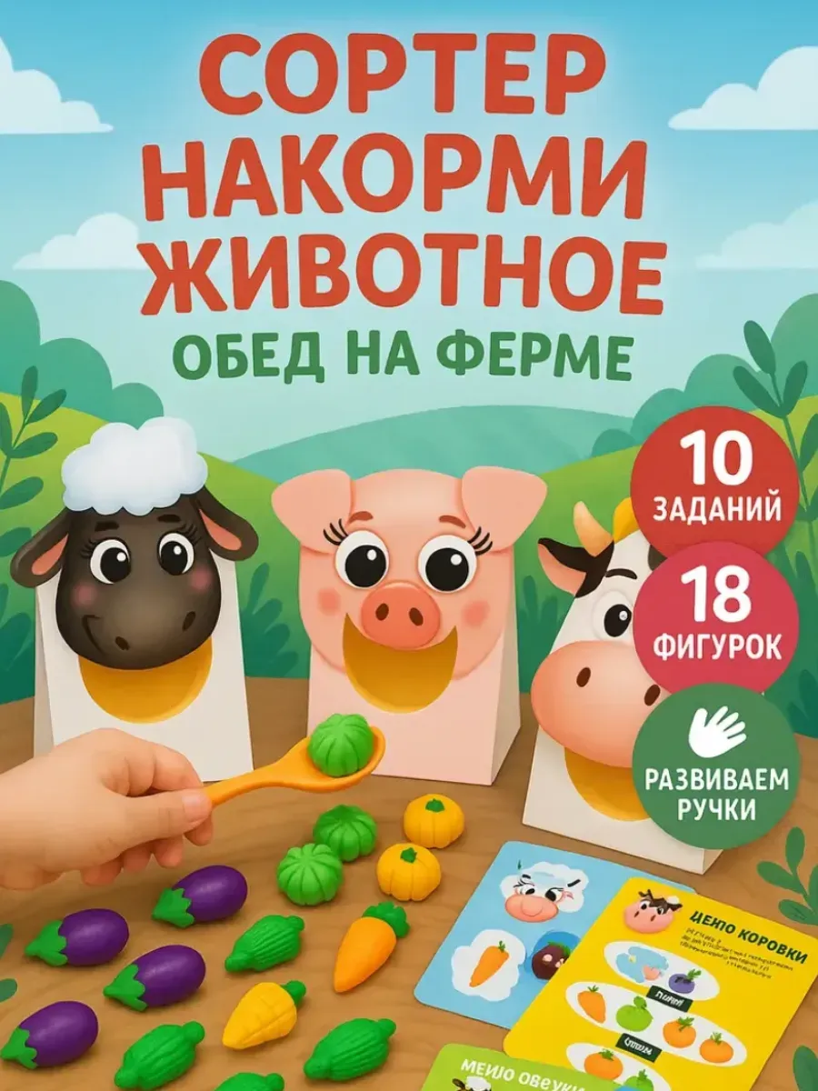 Сортер для малышей Накорми животное развивающая игра