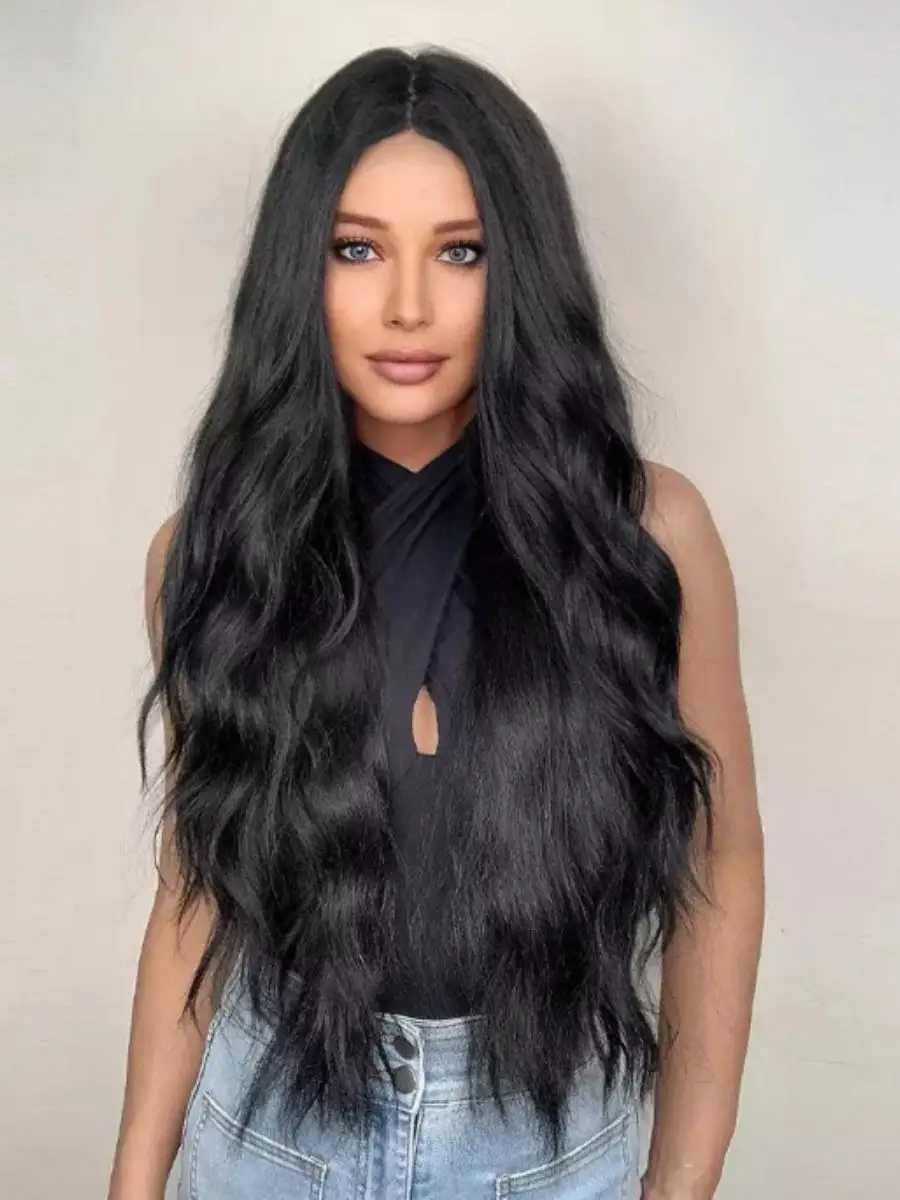 Парик женский длинный черный косплей повседневный Kenig Hair 143333371  купить за 1 152 ₽ в интернет-магазине Wildberries