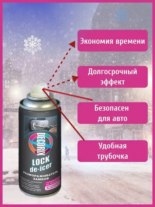 Decorix Размораживатель замков с трубочкой аэрозоль, жидкий ключ, вариант, фото 2