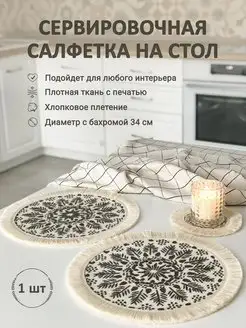 Салфетки на стол под тарелки круглые тканевые с рисунком VORONOVAhome 143348283 купить за 396 ₽ в интернет-магазине Wildberries