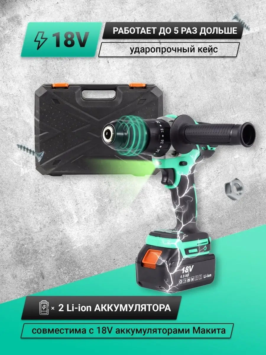 Шуруповерт аккумуляторный ударный Green Impact 18V 063-4045 Zitrek  143353752 купить за 6 764 ₽ в интернет-магазине Wildberries