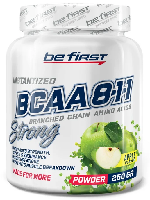 Be First BCAA Instantized powder БЦАА 8 1 1 порошок 250 г, Яблоко, 250 г, фото 4