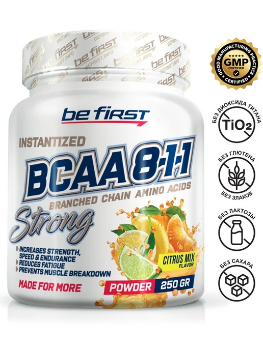Be First BCAA Instantized powder БЦАА 8 1 1 порошок 250 г, Цитрусовый, 250 г, фото 3