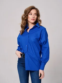 Рубашка оверсайз синяя школьная для офиса Iho wear 143415263 купить за 1 177 ₽ в интернет-магазине Wildberries