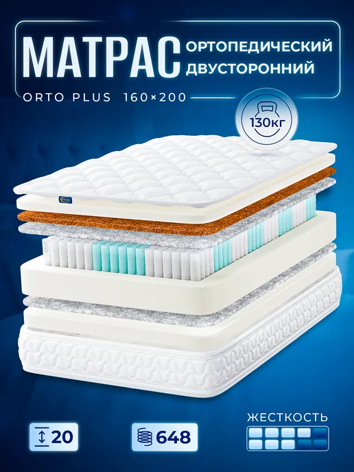 FStore Матрас 160x200 пружинный ортопедический на кровать