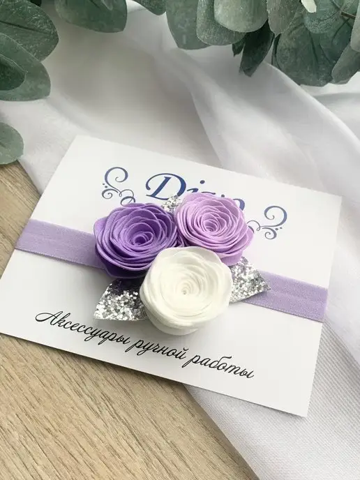 Divo Kids Повязка-бантик на голову для малышей новорожденных набор, фиолетовый, фото 2