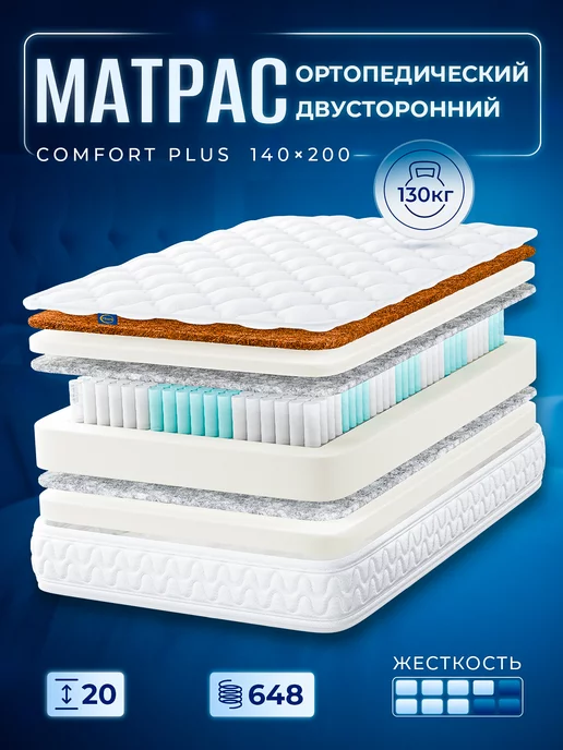 FStore Матрас 140x200 пружинный ортопедический на кровать