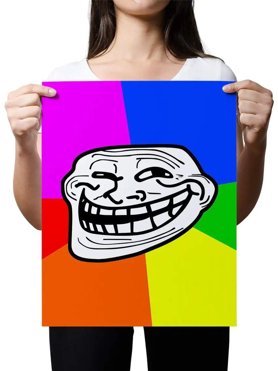 Плакат - Мем Trollface (троллфейс, тролль) радужный О! Мой Постер 143509767  купить за 411 ₽ в интернет-магазине Wildberries