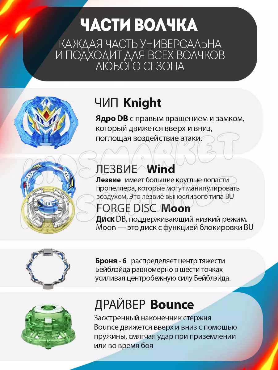 Бейблэйд берст 6 сезон Wind Knight + Лаунчер КИДСМАРКЕТ 143516501 купить за  471 ₽ в интернет-магазине Wildberries