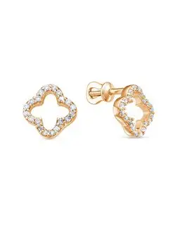 Серебряные серьги клевер с фианитами Gold Plaza Jewelry 143516771 купить за 706 ₽ в интернет-магазине Wildberries