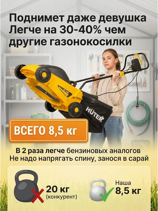 Газонокосилка электрическая с травосборником ELM-1300/33 — фото 3