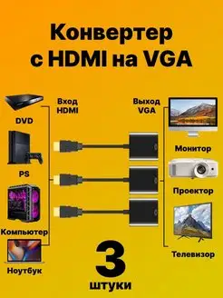 Адаптер HDMI to VGA конвертер Djelu 143565625 купить за 479 ₽ в интернет-магазине Wildberries