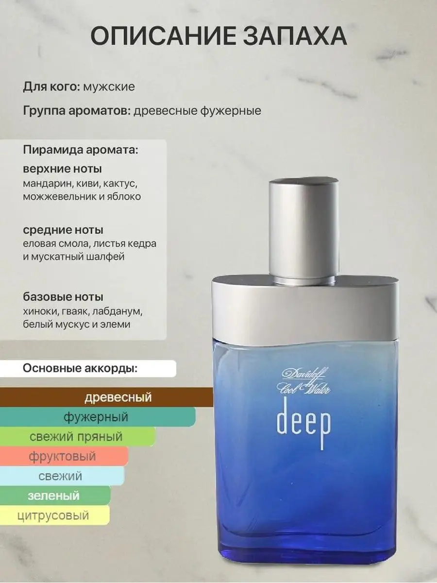 Распив отливант оригинальных духов Davidoff Cool Water Deep lada perfume  143584702 купить за 210 ₽ в интернет-магазине Wildberries