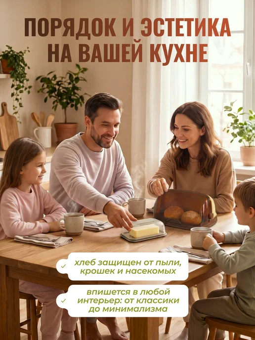 ELF plast Хлебница с крышкой пластиковая, коричневый, фото 3