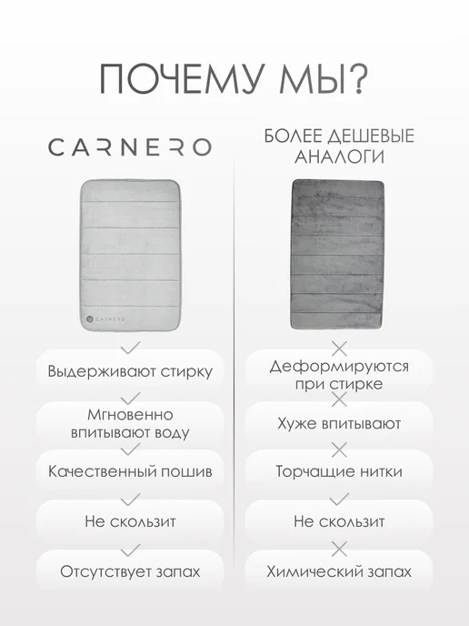 Carnero Коврики для ванной и туалета противоскользящие комплект 2 шт, 2 шт, фото 7