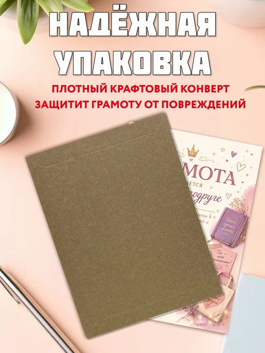 Филькина грамота Грамота Лучшая подруга А4, шуточный подарок, вариант, фото 2