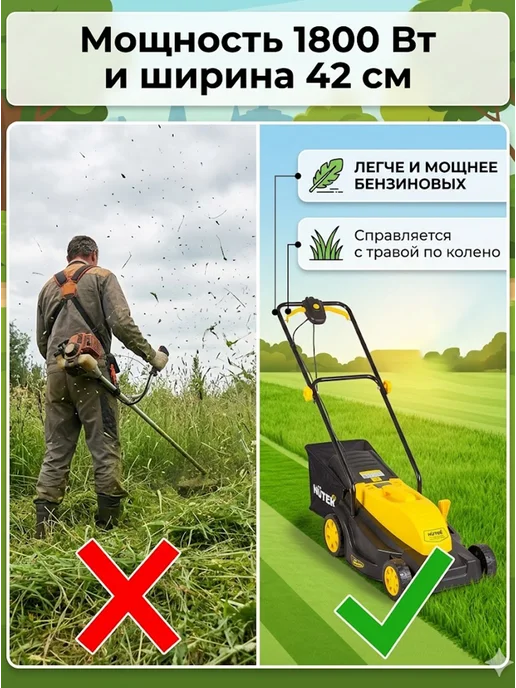 Газонокосилка электрическая с травосборником ELM-1800T — фото 3