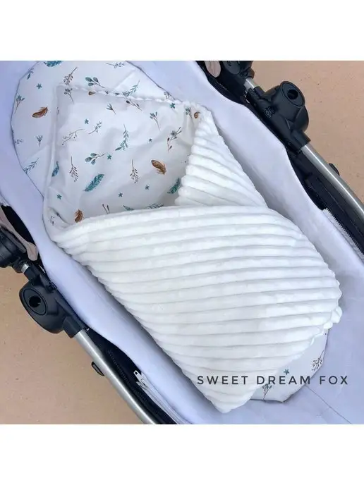 Sweet Dream Fox комплект в коляску для новорожденных весна лето, белый, фото 5