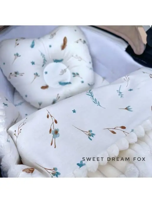 Sweet Dream Fox комплект в коляску для новорожденных весна лето, белый, фото 6