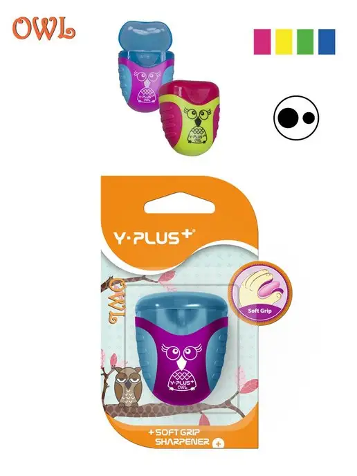 Y-PLUS Точилка для карандашей Owl два диаметра 8 и 11 мм, голубой, фото 2