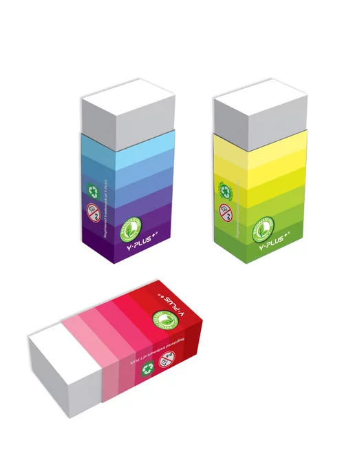 Y-PLUS Ластик для карандаша 3 штуки Neon mini, белый, 3 шт, фото 4