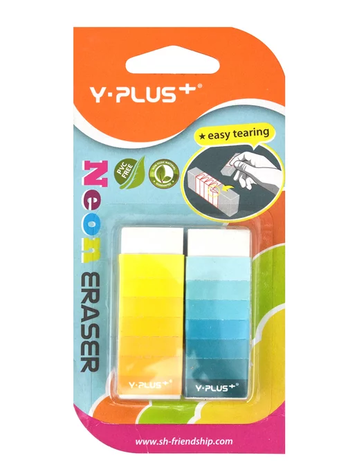 Y-PLUS Ластик для карандаша 3 штуки Neon mini, белый, 2 шт, фото 5
