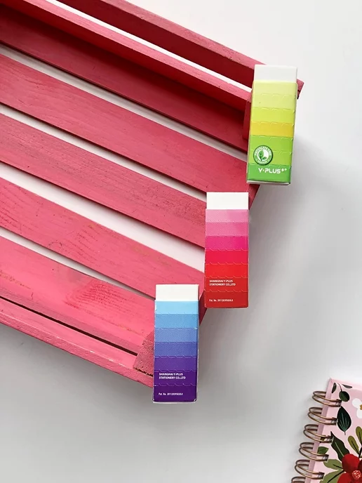 Y-PLUS Ластик для карандаша 3 штуки Neon mini, белый, 2 шт, фото 7