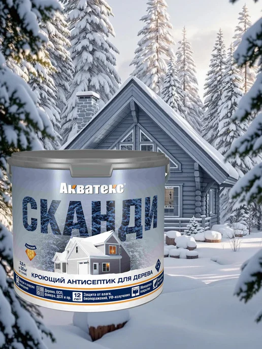 Акватекс СКАНДИ кроющий антисептик 2.5л северное море, 2,5 л